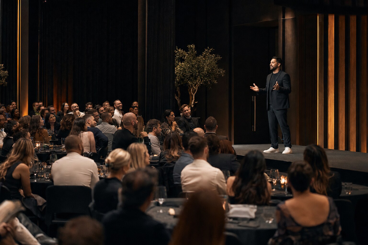 Speaker addressing a corporate audience